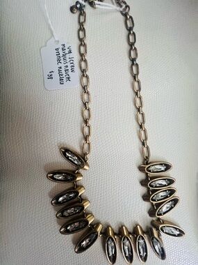 Vintage J. Crew Gold Marquise Crystal Statement Necklace - Gold